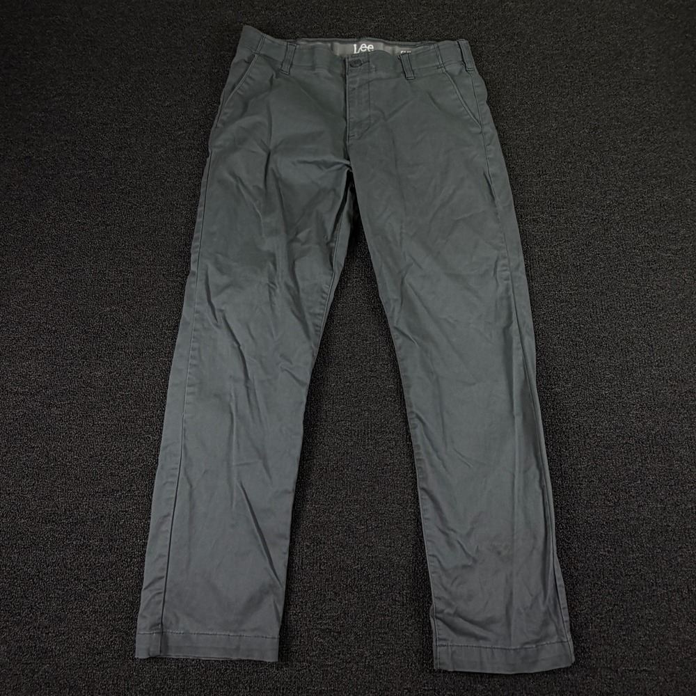 Lee Chinos Mens 34x30 (fits 33x28) Slim Fit Gray Stretch Cotton Twill EUC
